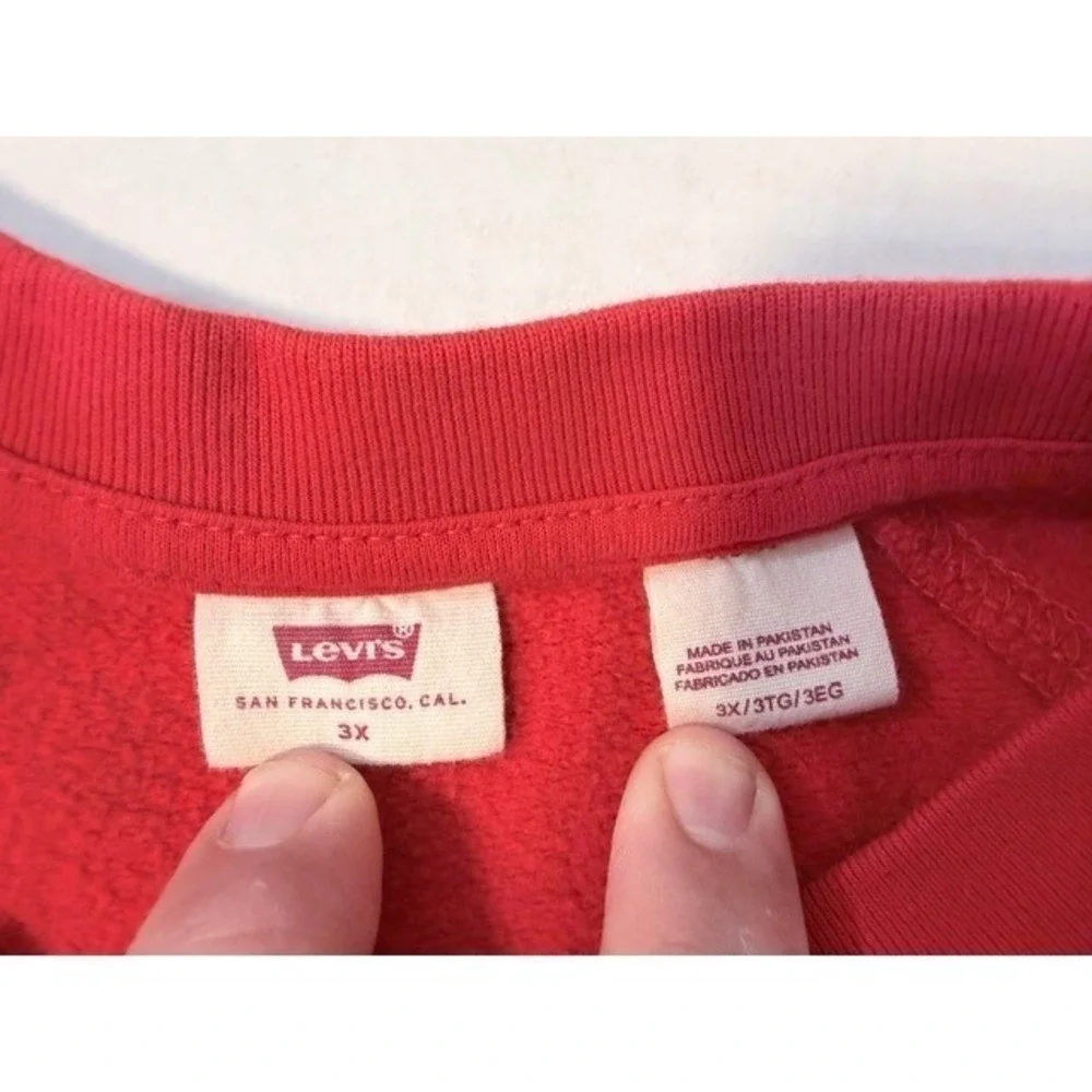 Levis Mens 3X Red Graphic Logo Crewneck Sweatshirt Raglan Long Sleeve Pullover